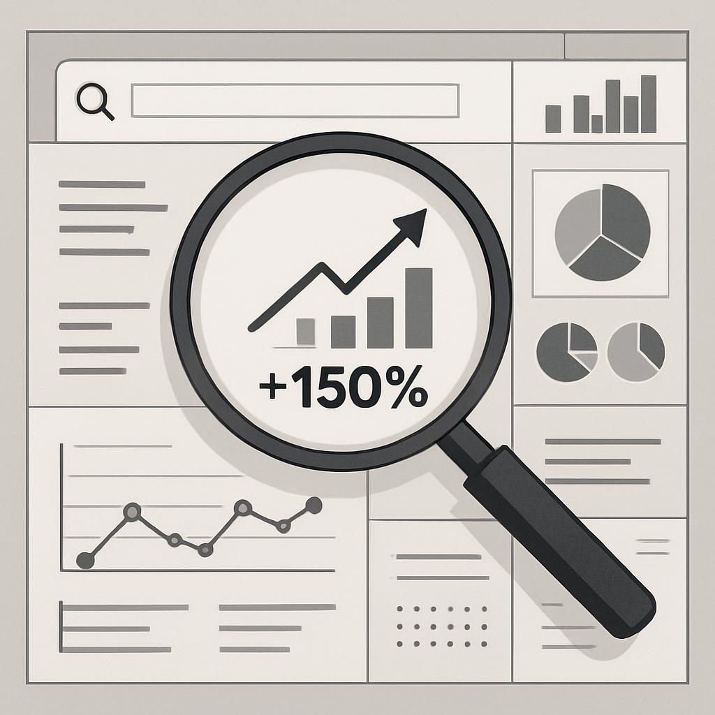 Gráfica de crecimiento del 150%.